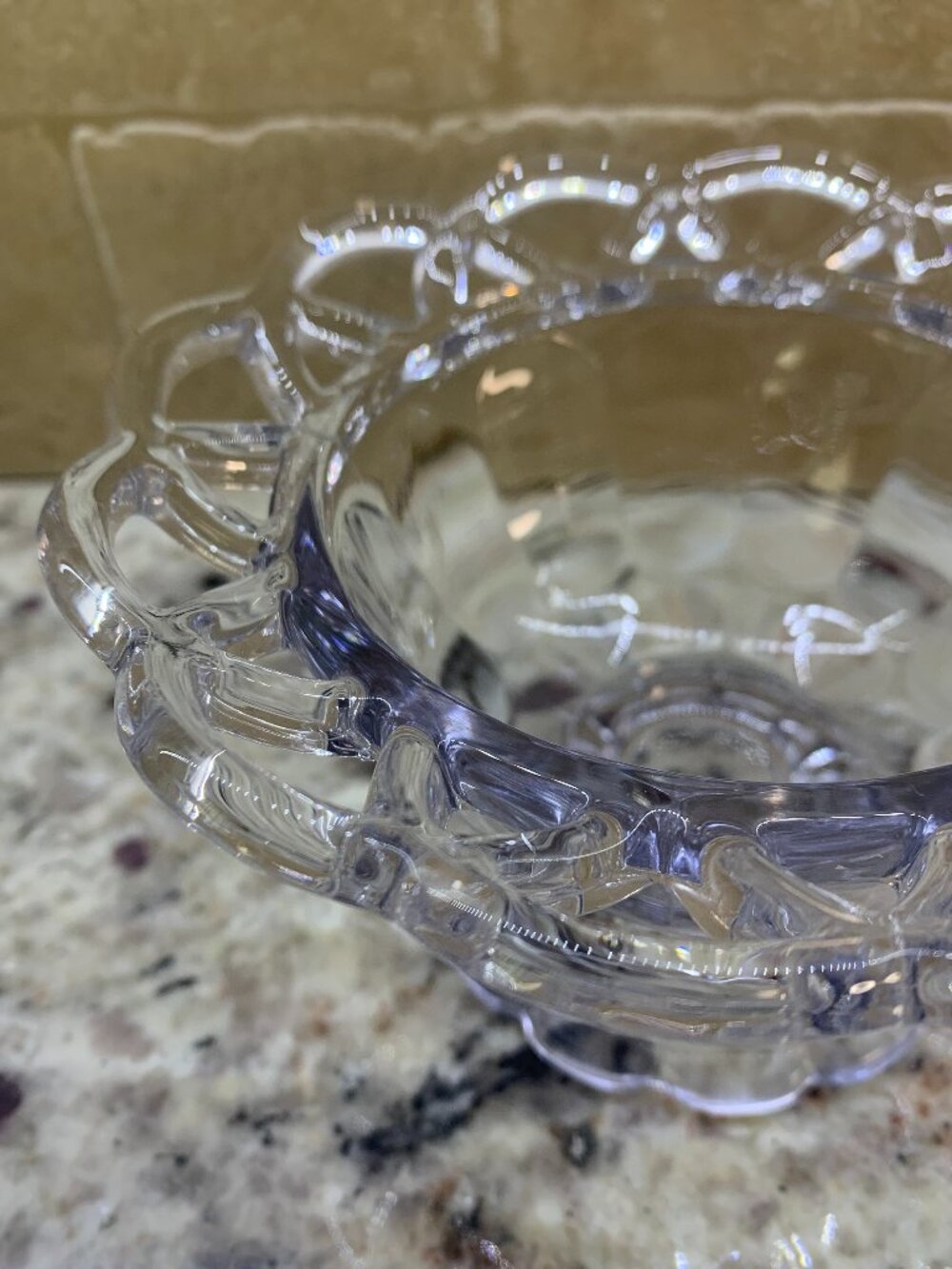 Imperial Clear Glass Lace Dish, 5 1/2" Wide, 3" Tall. EUC